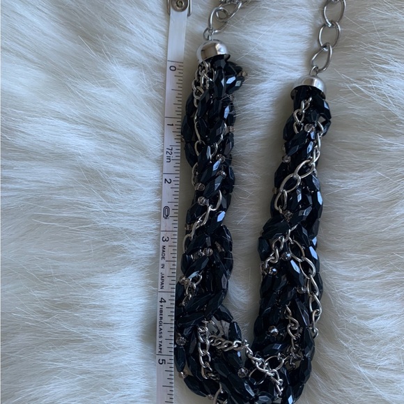 Silver& Black Bead Rope Necklace - Picture 4 of 4
